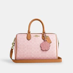 Coach CEA19 Large Rowan Satchel Powder Pink Signature Collection - NWT